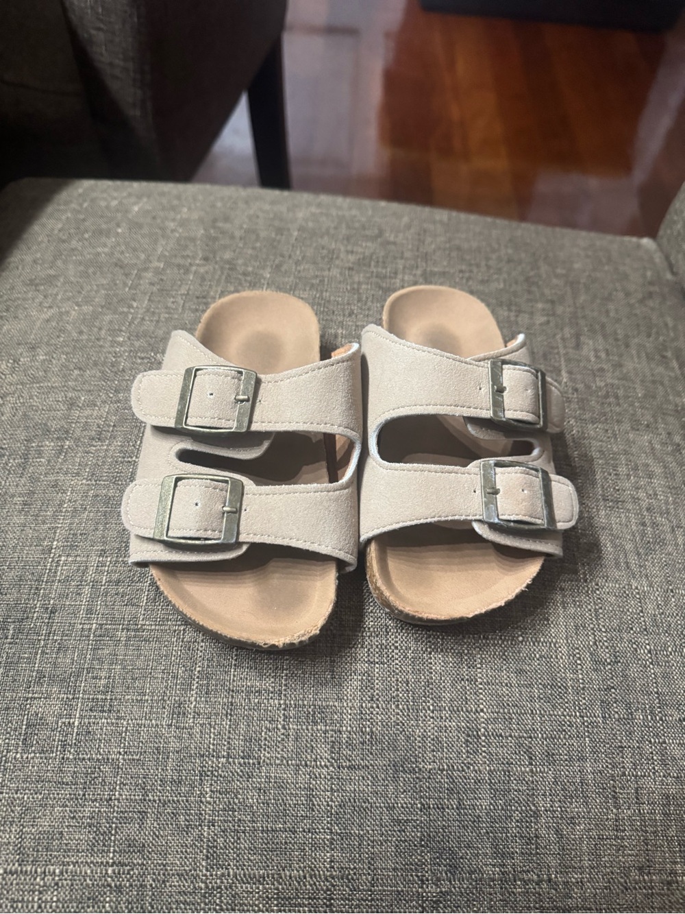 Kids Double Buckle Slide Sandals in tan